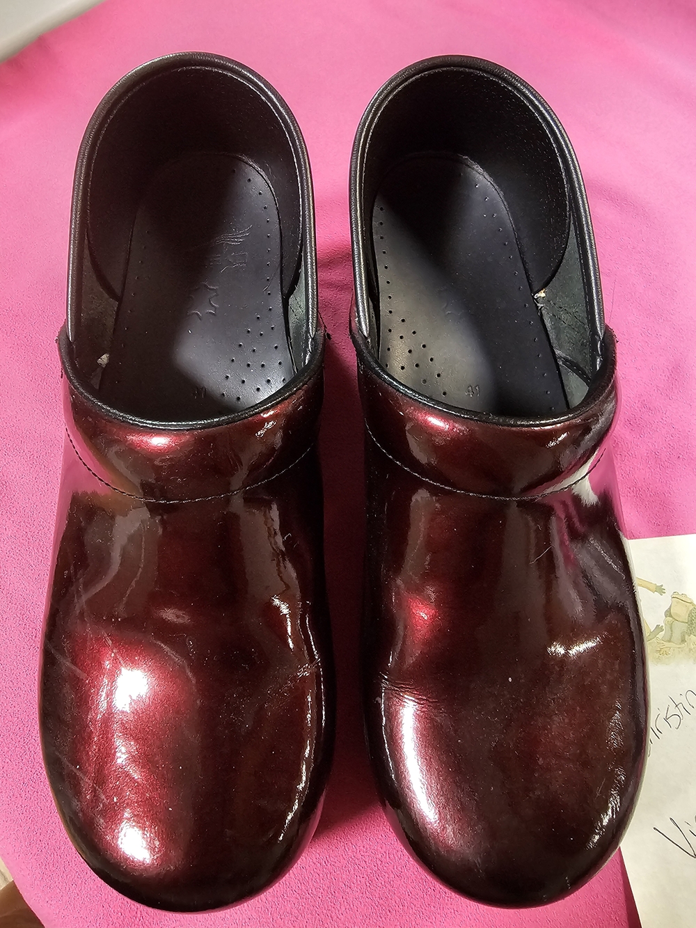 Dansko Women's Metallic Burgundy Slip-On Clogs